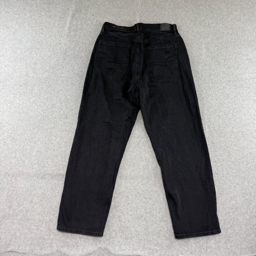 American Eagle 90s Boyfriend Jeans Womens 12 Black Distressed High Rise Denim